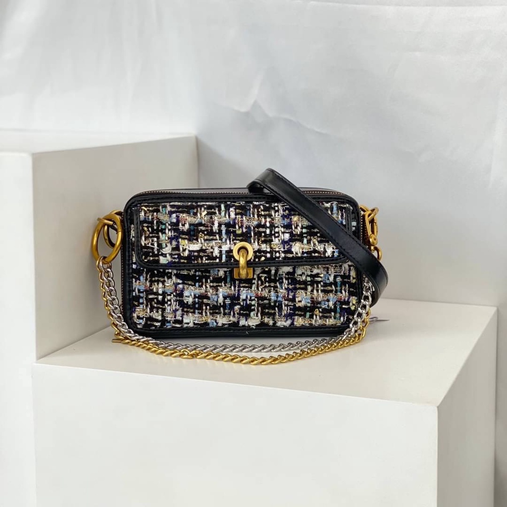 C1153 CK Tweed Boxy Crossbody Bag