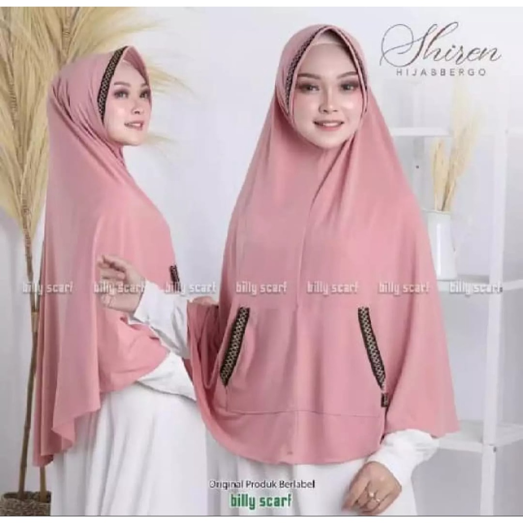 Jilbab instan Kantong Zigzag Kerudung kekinian Bergo terbaru 2021 Hijab Jumbo syar'i-Blush Pink