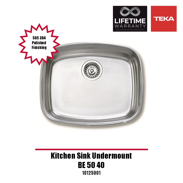 Teka Kitchen Sink Undermount Undercounter BE 50 40 Bak Cuci Piring 1 Lubang