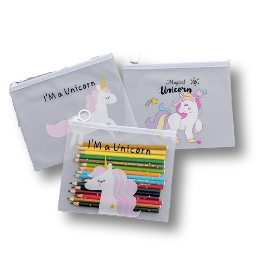 

COD Tempat Pensil Transparan J-18 Unicorn & Pink Panther / Map File Unicorn / Zipper Bag