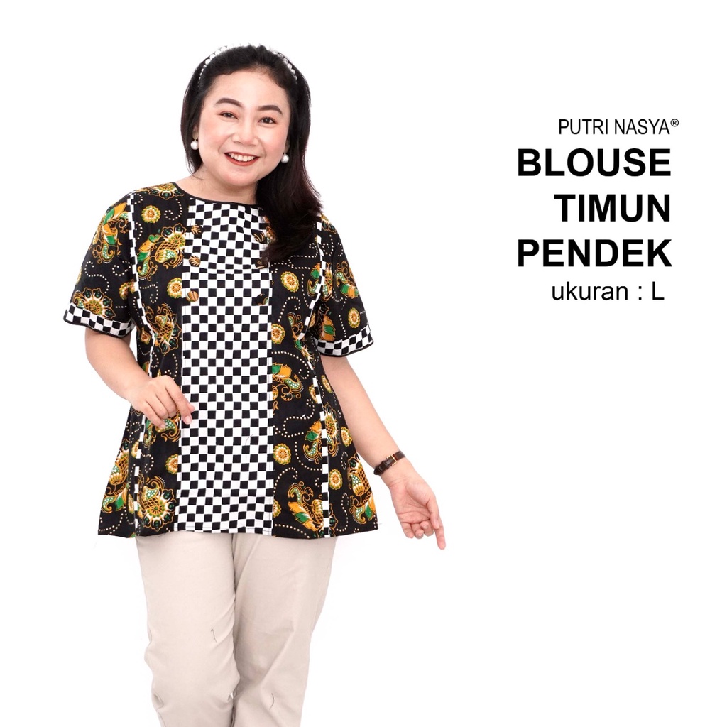 Blouse Big Size Wanita Atasan Batik Jumbo S-M-L-XL-2L-3L-4L-5L-6L-7L Model Blus Jumbo Kerja Batik / Seragam Batik Kantor Kekinian LD 140