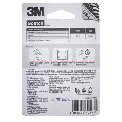 3M Scotch Indoor Permanet Mounting Tape 1.8kg Square Double Tape Perekat Kuat Model Kotak Persegi