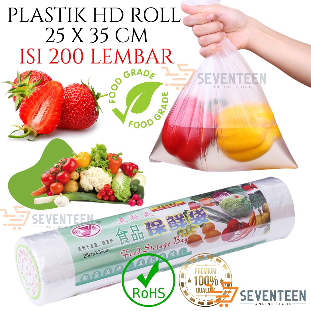 PLASTIK HD ROLL 25 X 35CM ISI 200 LEMBAR / PLASTIK BUAH SAYUR / PLASTIK FOTOCOPY FOOD GRADE