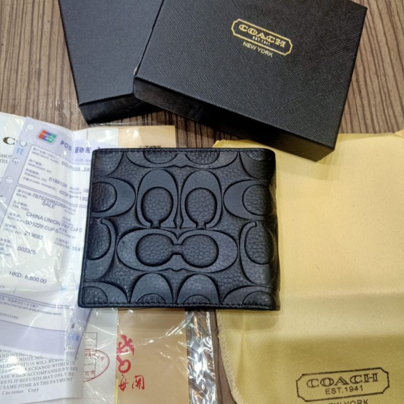 Dompet Lipat Pria Coach Embos Dompet Kulit Asli Premium Impor