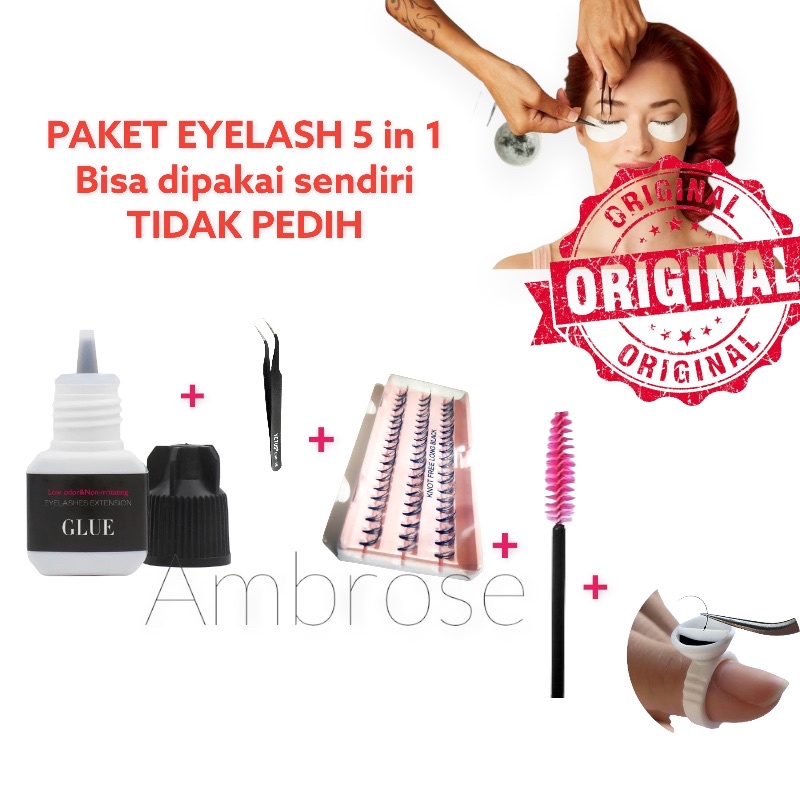 Paket Flare eyelash extention 5in1 - lem lebih kuat bulu mata sambung kit eyelash