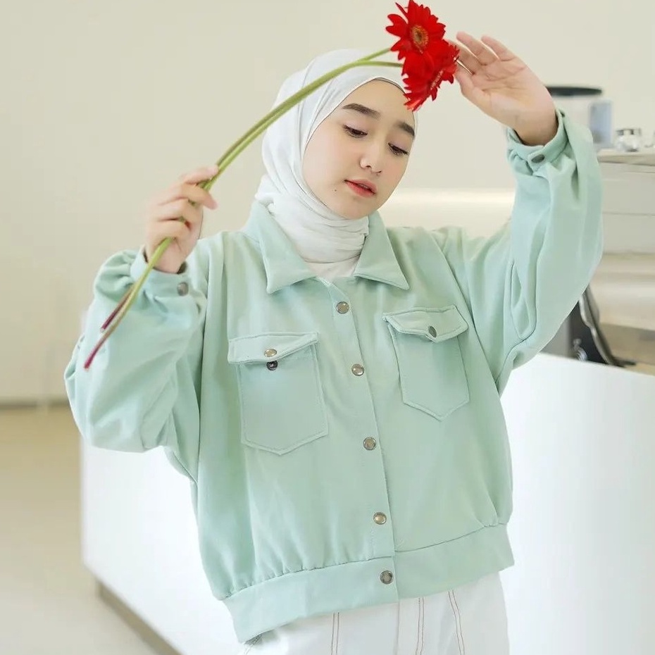 Olin Button - Jaket Oversize Wanita-Mint