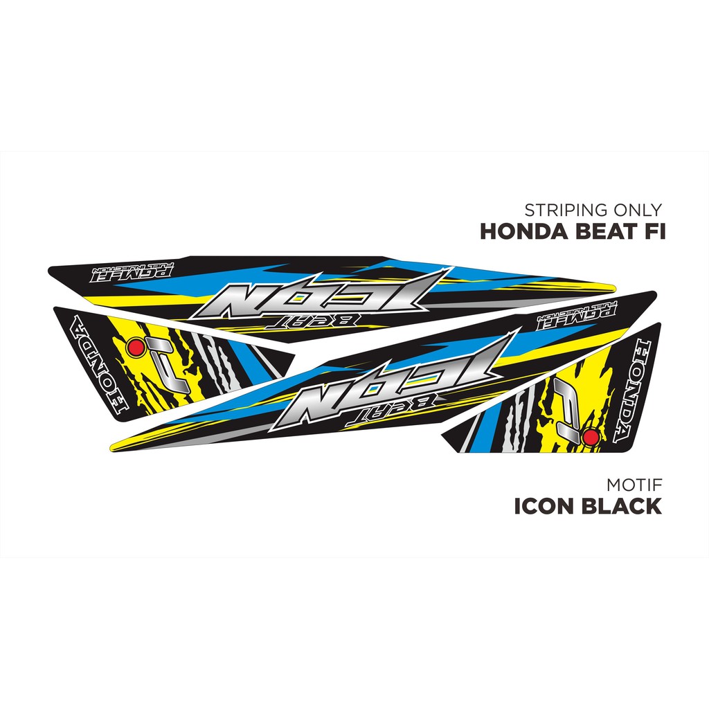 Striping Honda Beat FI 2013 2015 Stiker Variasi BEAT FI Motif ICON Techno Black Shopee Indonesia