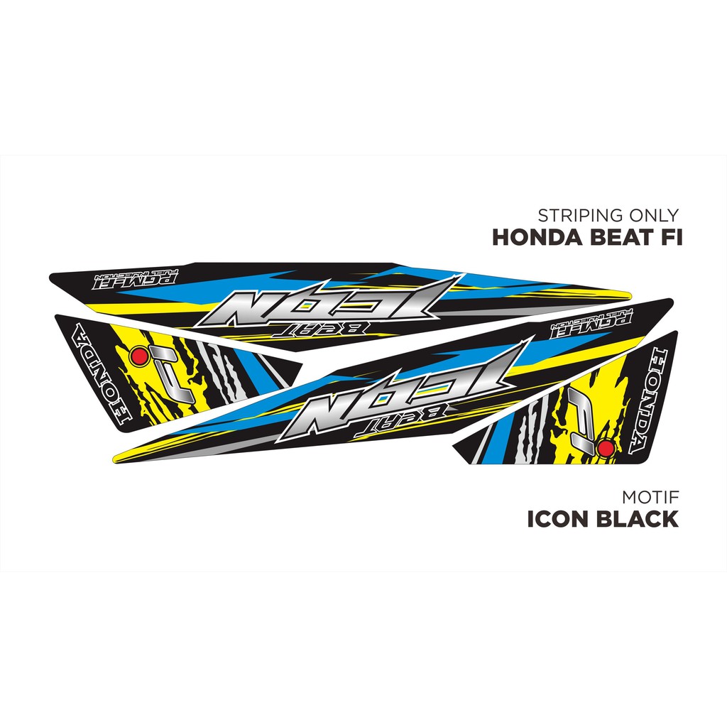 Striping Modifikasi Motor HONDA BEAT FI Motif ICON Techno Black