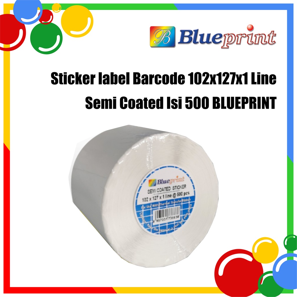 

Sticker label Barcode BLUEPRINT 102x127x1 Line Semi Coated Isi 500