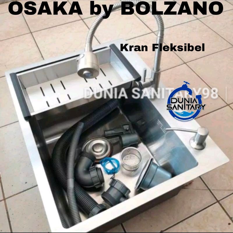 Paket Komplit Kitchen sink Singapura by BOLZANO 6045 Bak cuci piring stainless sus 304 Original