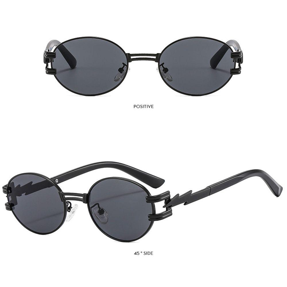 Lily Y2K Kacamata Hitam Street Lightning Hias Frame Oval Shades Cyberpunk