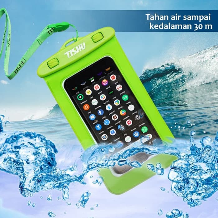 Dijual Waterproof Tishu Phone Case Green / Casing Anti Air terbaik