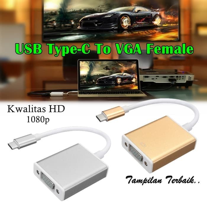 Kabel USB 3.1 Type C To VGA Female / Type-C To VGA Converte - Perak