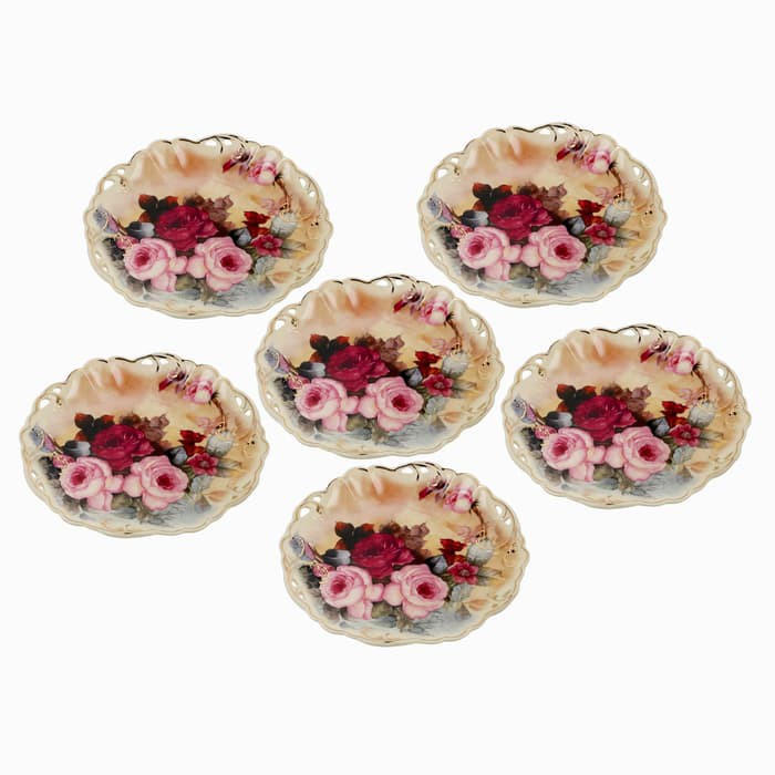 Piring Keramik Capodimonte isi 6 pcs Rose