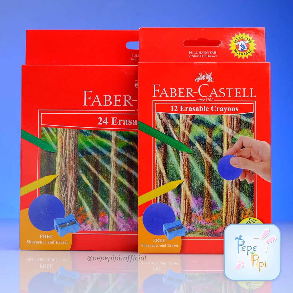 Erasable Crayons Faber Caltell 12 &amp; 24 Warna Crayon Bisa Dihapus Krayon Free Serutan &amp; Penghapus