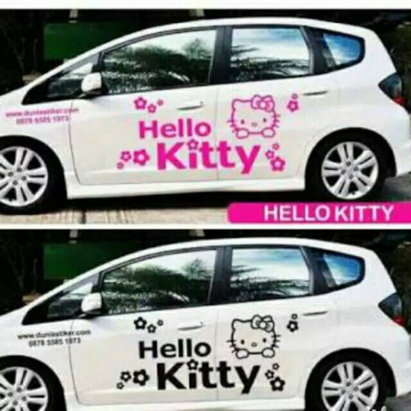 Stiker mobil motif hello kitty Stiker lucu