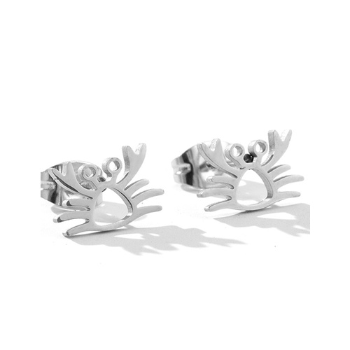 LRC Anting Tusuk Fashion Silver Stainless Steel Crab Letter Love Planet Geometric Stud Earrings Q50057