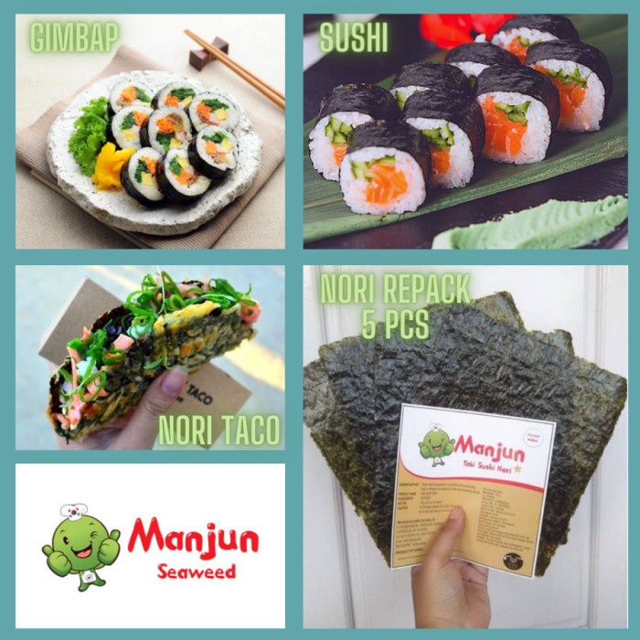 

TERBARU Manjun Yaki Sushi Nori / Sushi Seaweed / Rumput Laut Nori Repack