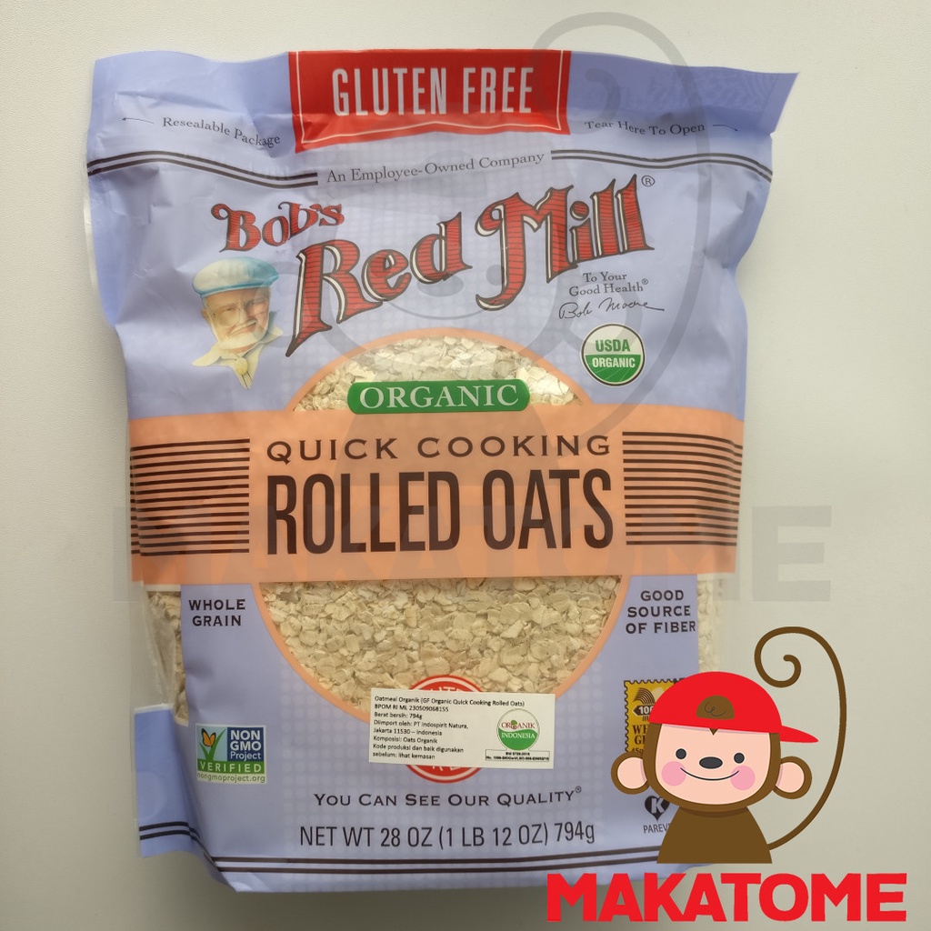 

Bob Red Mill GLUTEN FREE ORGANIC QUICK Cooking Rolled Oats 28OZ bobs s