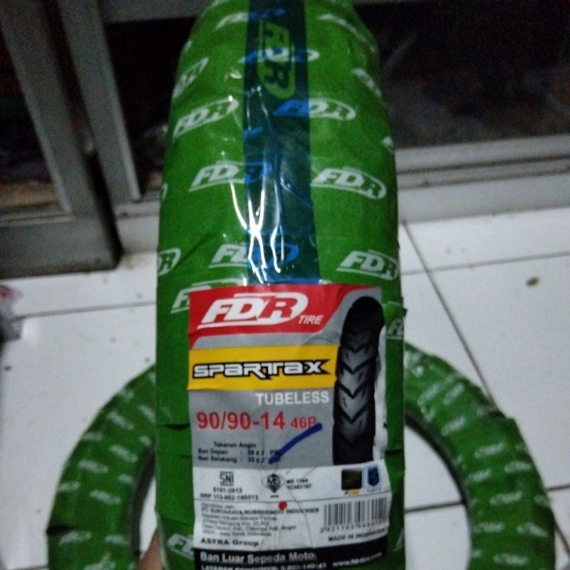 FDR 90/90 14 TUBELESS/TUBETYPE SPARTAX TUBE TYPE BAN LUAR MATIC HONDA BEAT VARIO MIO DEPAN BELAKANG 