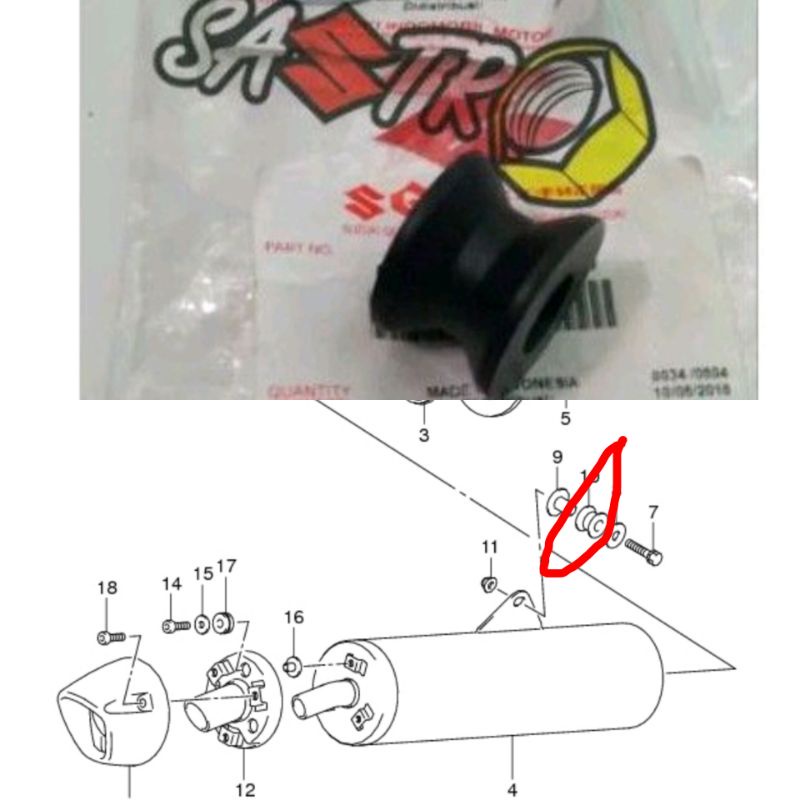 cushion muffler karet gantungan knalpot step Footstep suzuki shogun smash satria fu gsx bandit ori