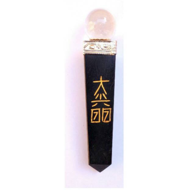 CHP100 Healing Black Tourmaline Usai Generator Reiki Wand With Quartz Sphere