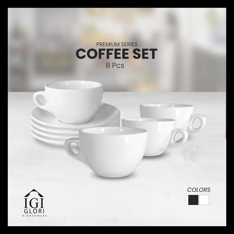 Glori Melamin Coffee Set Minuman Cangkir Kopi Premium Original C0801 - Hitam Terbaik