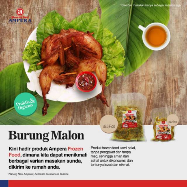 

Gudang A WAJIB NEXT DAY - Burung Malon Isi 2 Ekor - Ampera Frozen Food - Ready to Cook