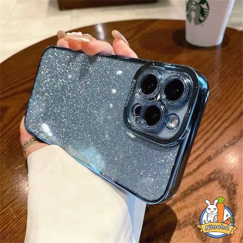 Soft Case Bahan Silikon TPU Aksen Glitter Untuk iPhone 13 12 11 Pro Max Xs Max X Xr Xs 7 8 Plus