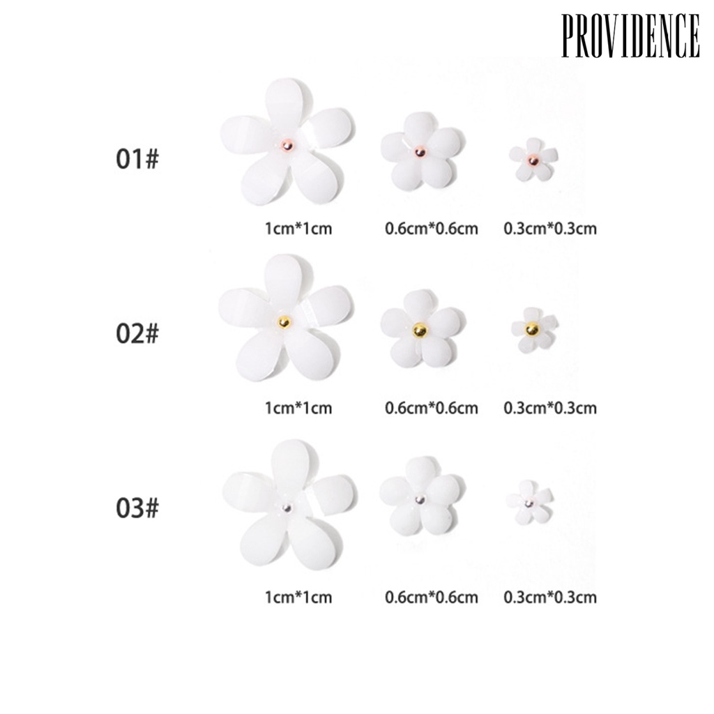 Providence Nail Decoration Easy to Stick DIY White Five Petal Flower Small Nail Ornament for Female