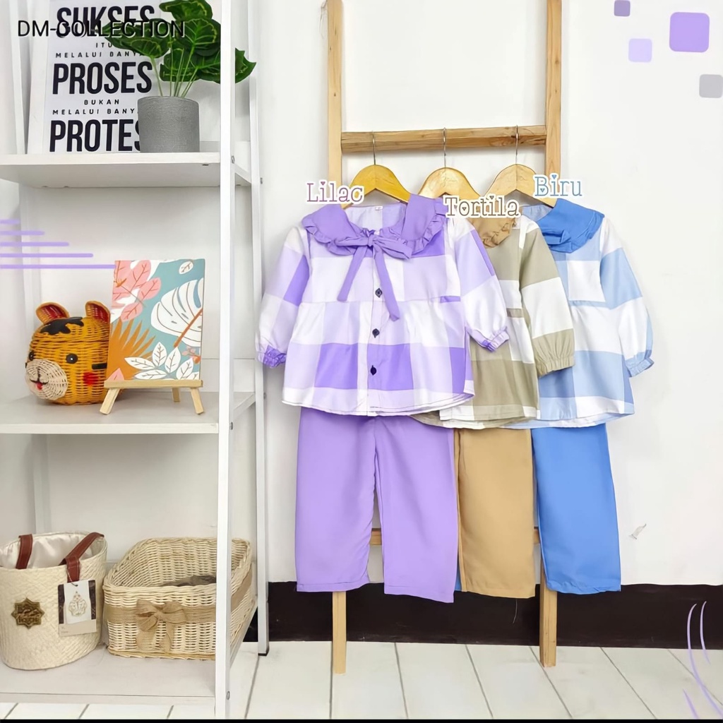 SETELAN TARTAN ANAK/BAJU ANAK LENGAN PANJANG/SETELAN ANAK PEREMPUAN TERBARU KEKINIAN 2-8 TAHUN