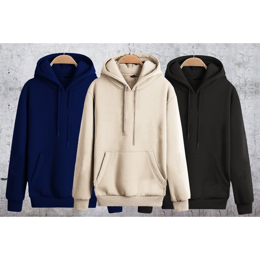 (BIG SALE) Sweater Polos Hoodie Ziper Oblong Premium Fleece Tebal