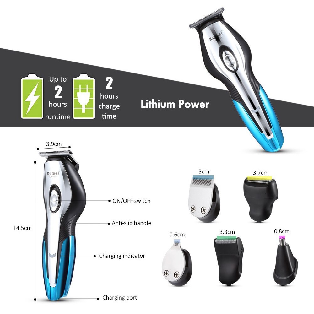 KEMEI KM-5031 - 11 in 1 Waterproof Rechargeable Electric Hair Clipper - Alat Cukur Elektrik