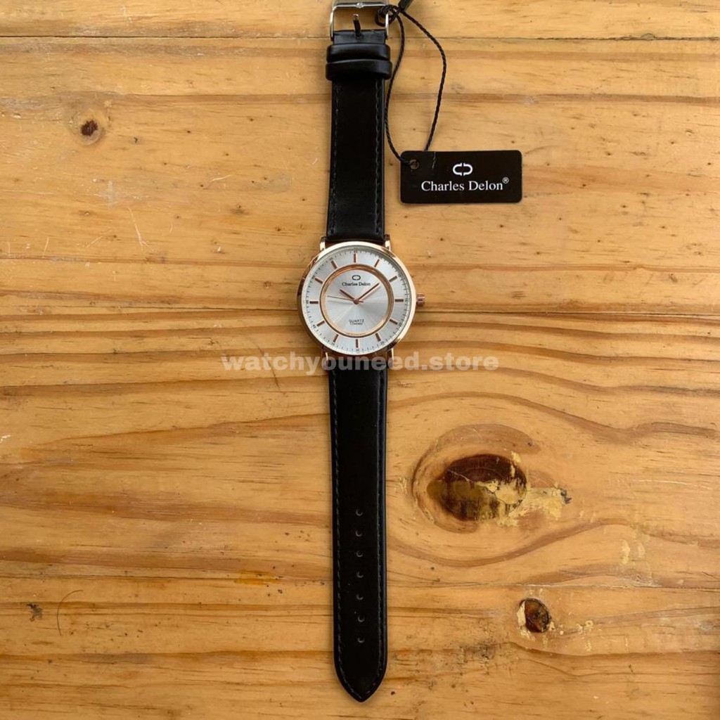 Jam Tangan Charles Delon Jam Tangan Pria dan Wanita Jam Tangan Kasual Jam Tangan Elegan Tali Kulit