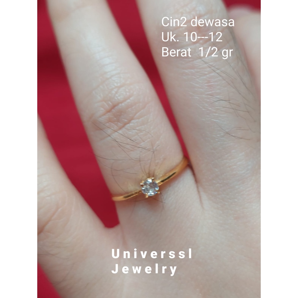 Cincin Dewasa  Emas Muda Mata Satu Setengah Gram