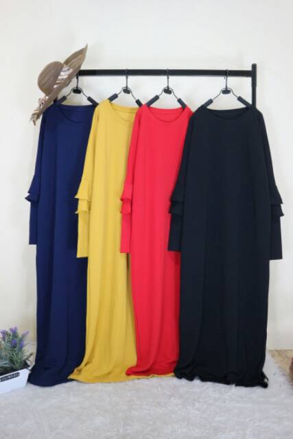 Dress Plain Ruffle Non Busui