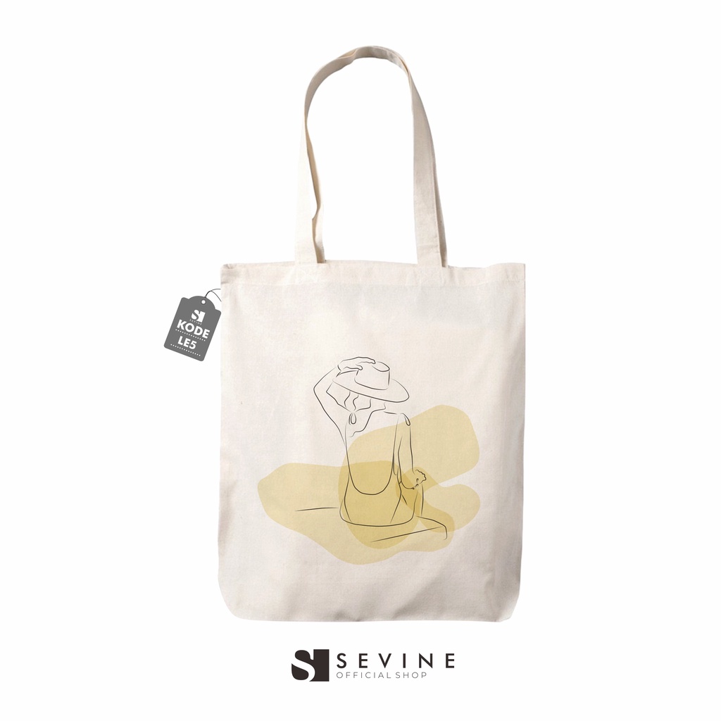 Sevine Totebag Drill Tas Fashion Wanita Tote Bag Resleting Acrylic Painting Series - LE