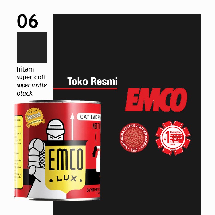 

kayucat- cat kayu & besi emco lux 1kg - hitam super doff - 1kg -cat kayu