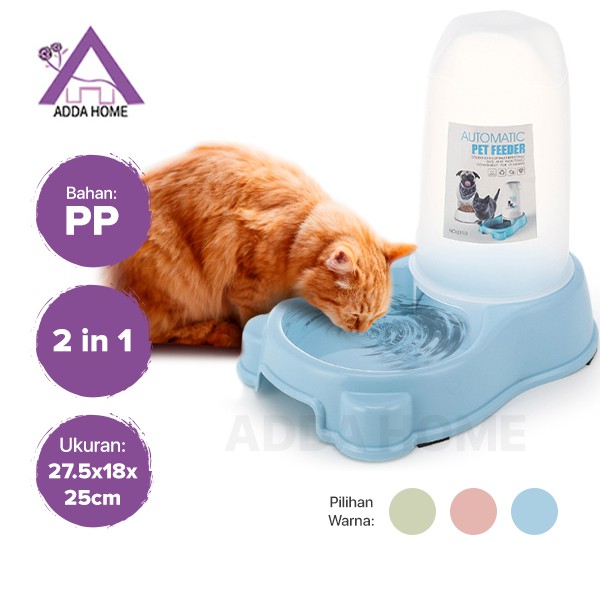 Adda Home - 2 in 1 Auto Feeder Tempat Makan Minum Anjing Kucing Peliharaan 27.5x18x25cm