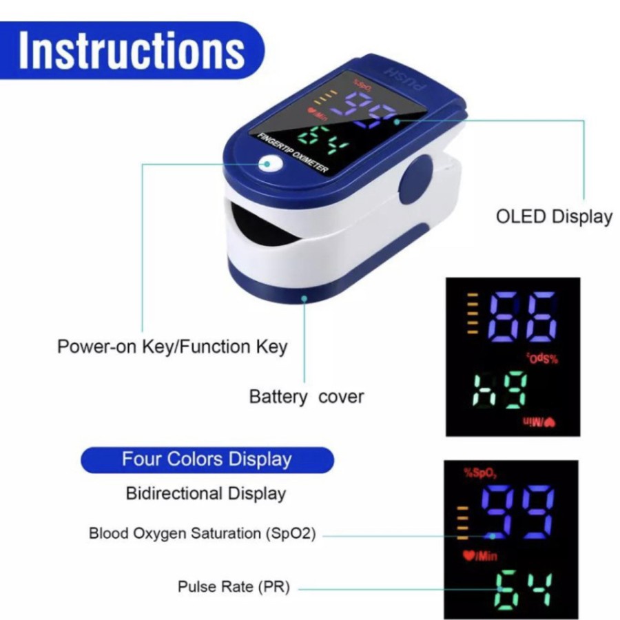 Fingertip LK87 1WARNA Pulse Oxymeter Fingertip Oximeter SpO2 LED Full Colour  - OXIMETER LK87 1WARNA