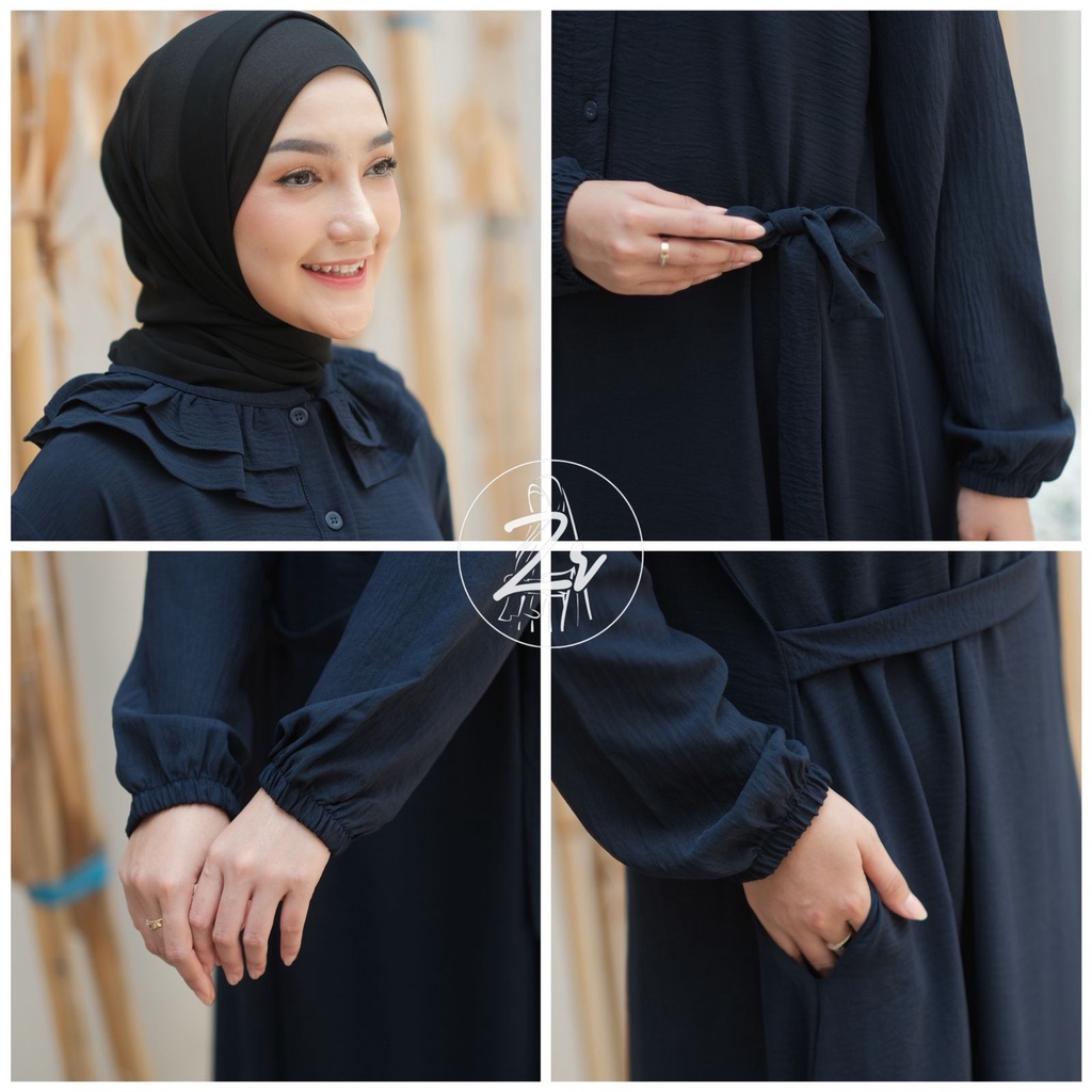 Black Series dan Yasmin dress by zr premium gamis polos basic harian selebgram busana muslim wanita ootd vintage DIY Korea style hangout persatuan komunitas