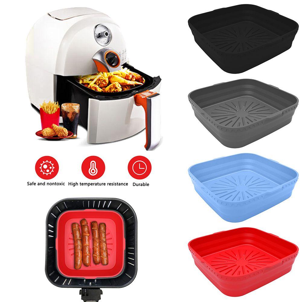 R-FLOWER Panci Silikon Persegi Lipat Lembut Reusable Pizza Plate AirFryer Aksesoris Baking Basket