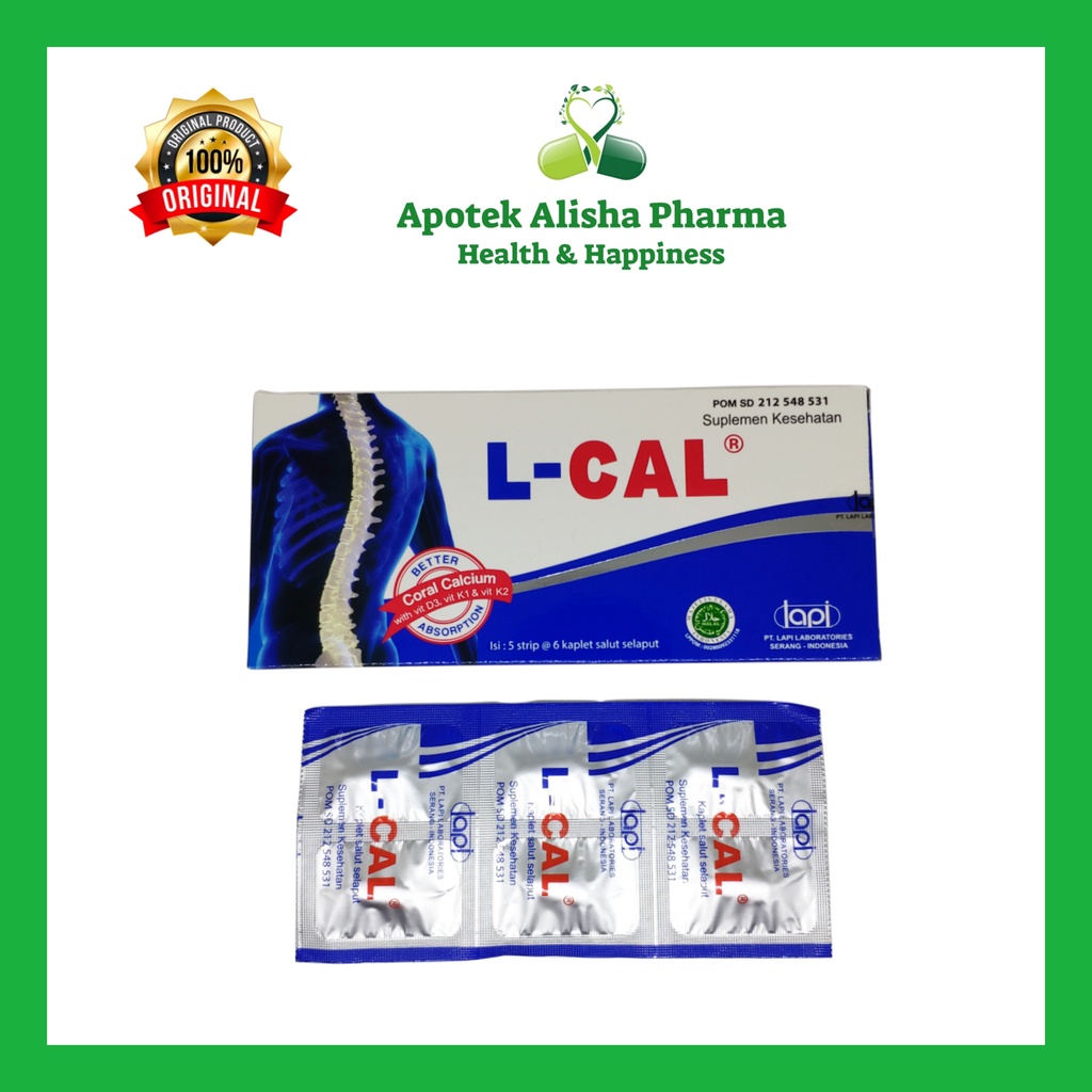 L Cal Tablet (Strip 6tablet) - L Kal Coral Calcium Tablet Suplemen Kesehatan Tulang Sendi Dewasa / Osteoporosis