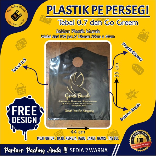 Plastik Sablon PE Gunung Uk 35x44 Tebal 0,7 FREE DESAIN | sablon plastik | kresek sablon | plastik