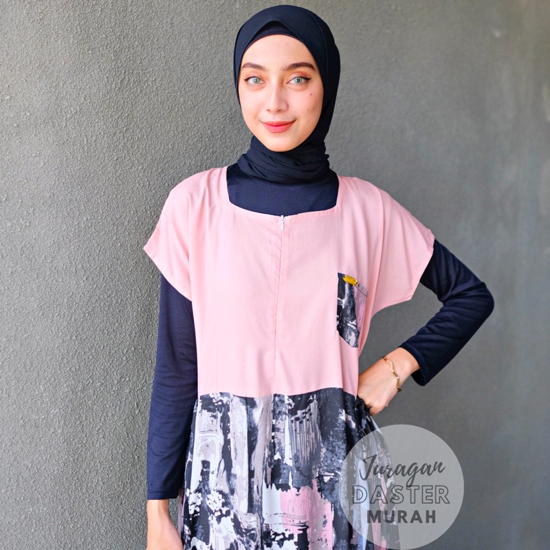 DRESS TWOTONE | DASTER TWOTONE | Daster mix motif sematakaki busui able LD 115