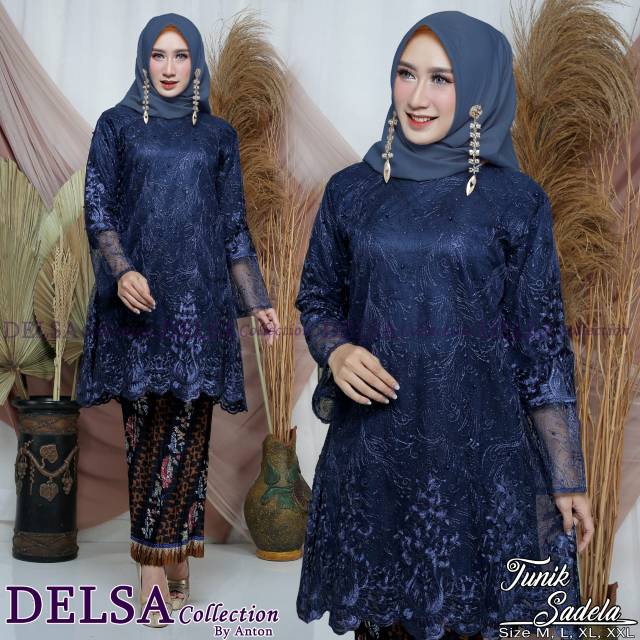 Set baju kurung tulle mutiara lengan tumpuk