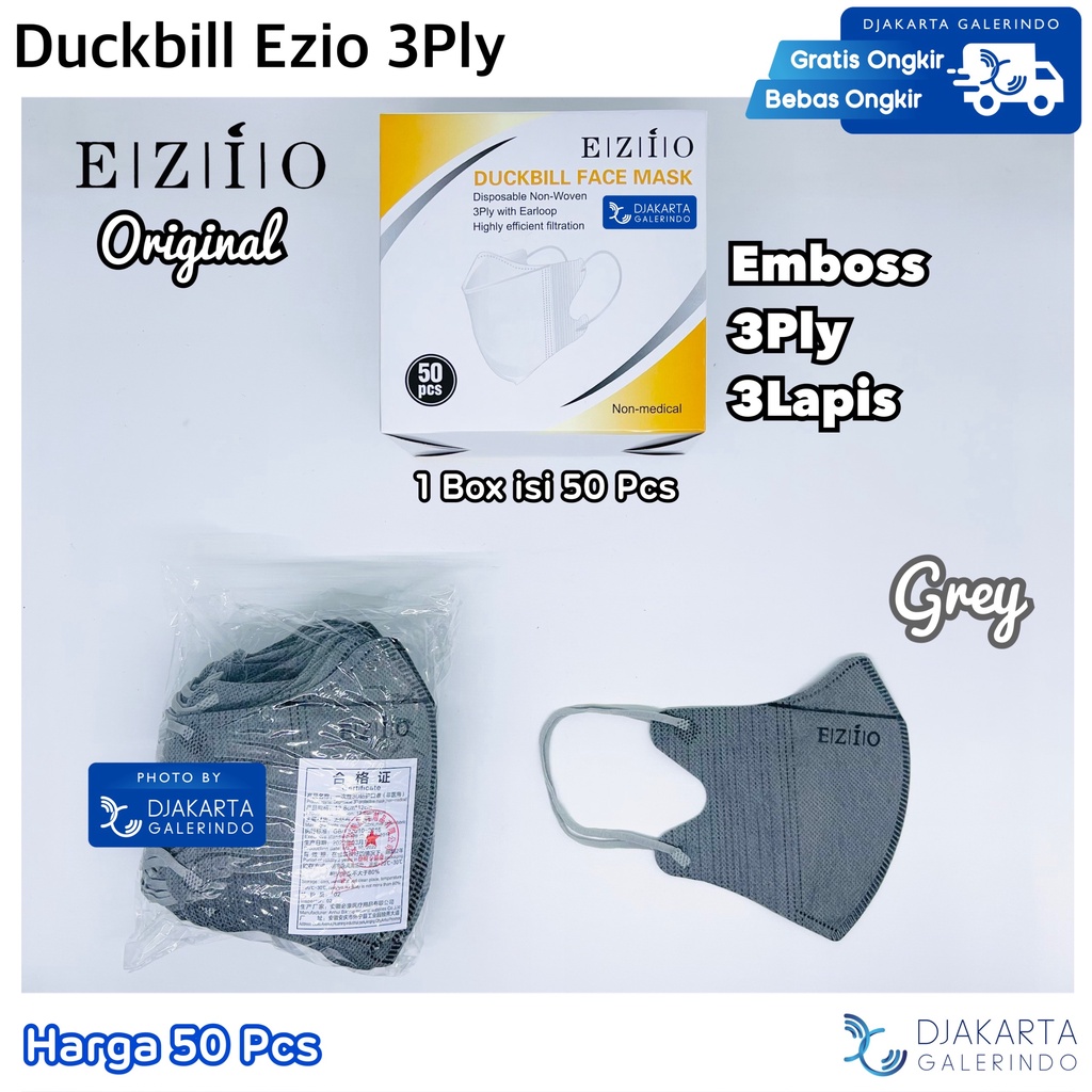 Masker Duckbill Ezio 3Ply Original isi 50Pcs