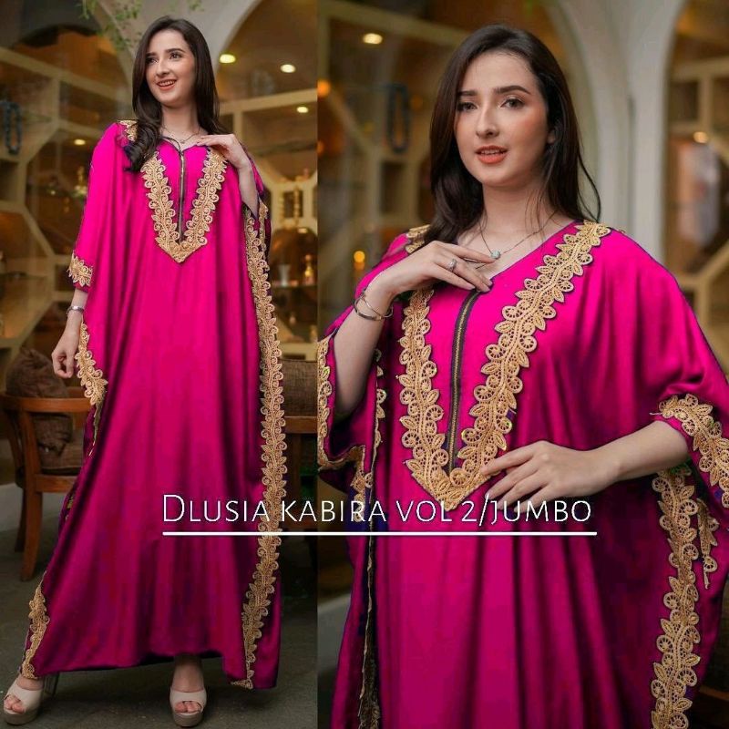 Kaftan Arab Kabira Polos Super Jumbo LD 140 PB 140 Rayon Tebal All Size Motif Renda India Busui Dast
