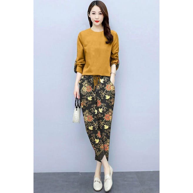 Baju Setelan Kasual Heny Setelan Batik | Setelan Celana Wanita | Pakaian Kasual Wanita | Set Celana 