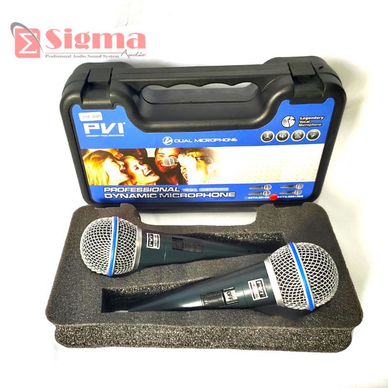 Mic Dinamic PVI Beta 58 Beta 58S Koper Isi 2 Mic pakai Saklar